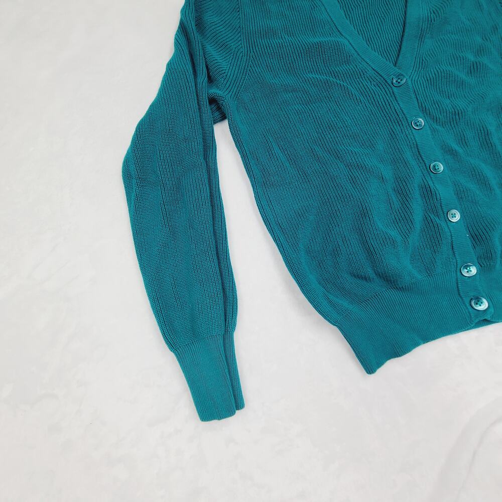 J.Crew Teal Cotton Cardigan Sweater XL Button Front Classic Lightweight Layering - Picture 7 of 9